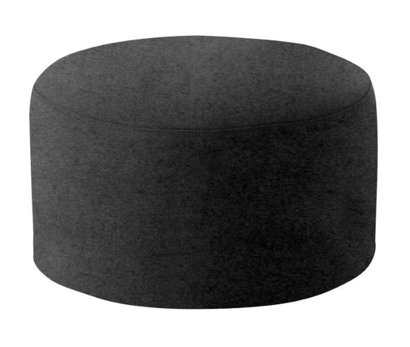 Schwarzer Drum Hocker/Beistelltisch von Softline, kleiner, runder Hocker mit Stoffbezug. Ideal als Sitzhocker oder Tisch.